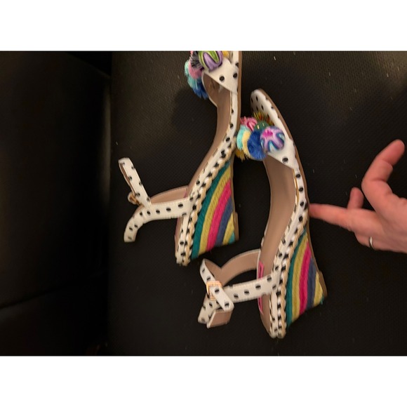 Betsey Johnson Koko wedge sandal in white multi with polka dots 10 - Picture 5 of 9